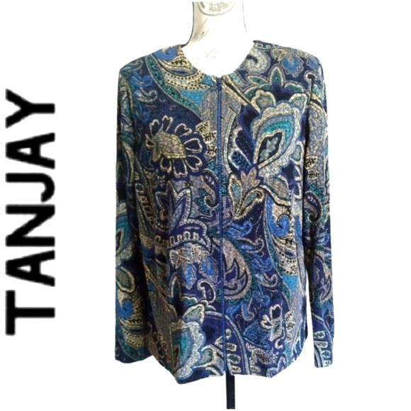 4/$20 Tanjay  Paisley Print Full Zip Lightweight Jacket - Picture 2 of 10